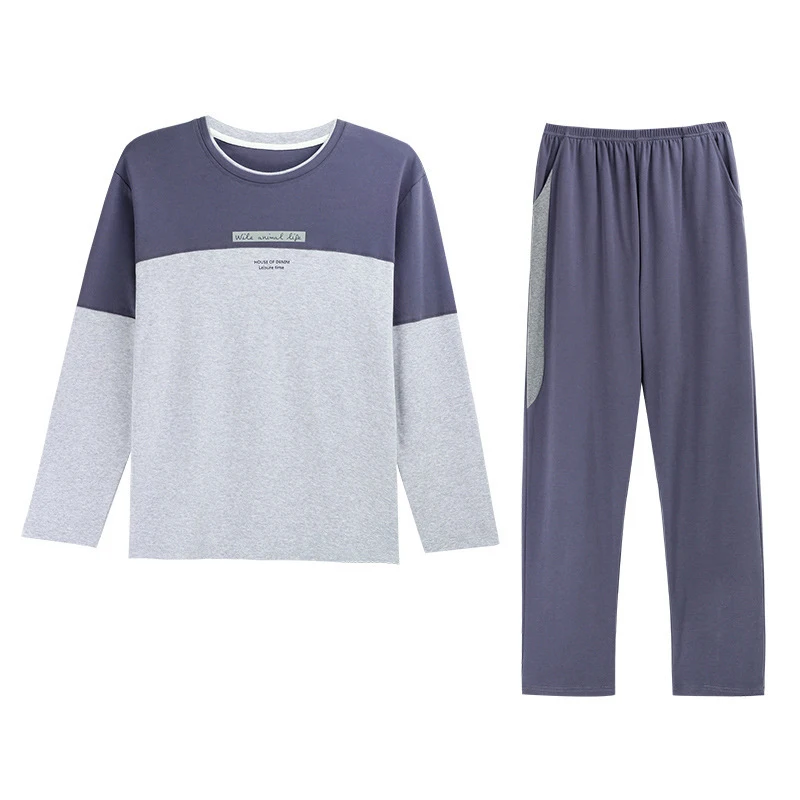 Зимние хлопковые пижамы для мужчин с принтом букв пижама homme повседневные