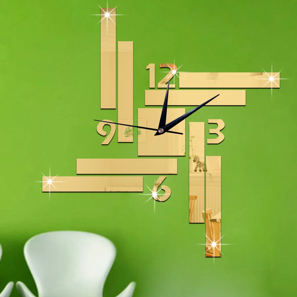 Современные большие настенные часы 3d зеркальные наклейки квадратные акриловые