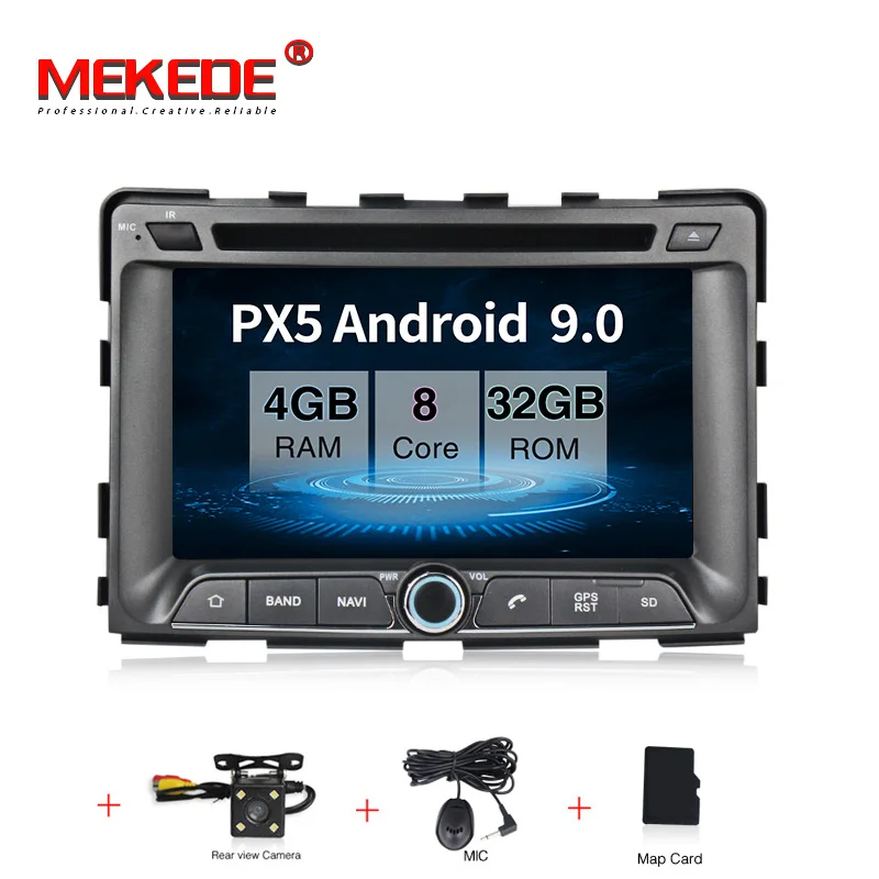 MEKEDE 1024x600 Android 9,0 Octa Core PX3 Fit SsangYong RODIUS автомобильный dvd-плеер навигация gps поддержка 4G радио - Цвет: 32G DVD CAMERA