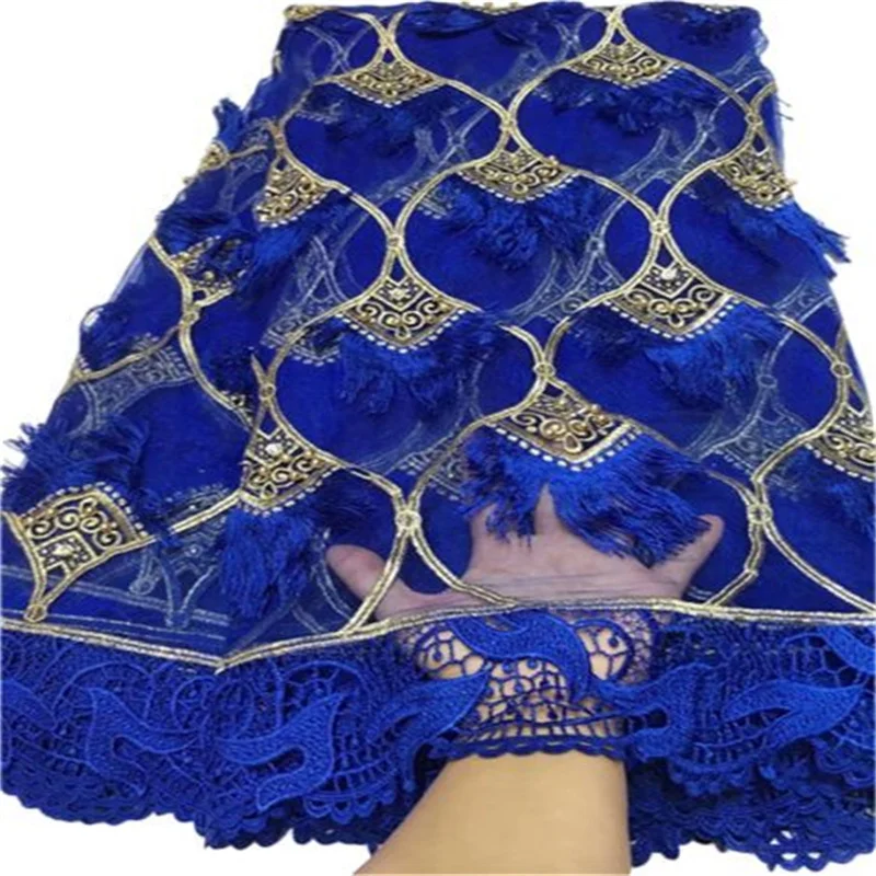 

2022 Blue New African Lace Fabric Swiss Voile Lace.High Quality Fashion French Voile Guipure tulle Lace Fabrics 5Yards For Dress