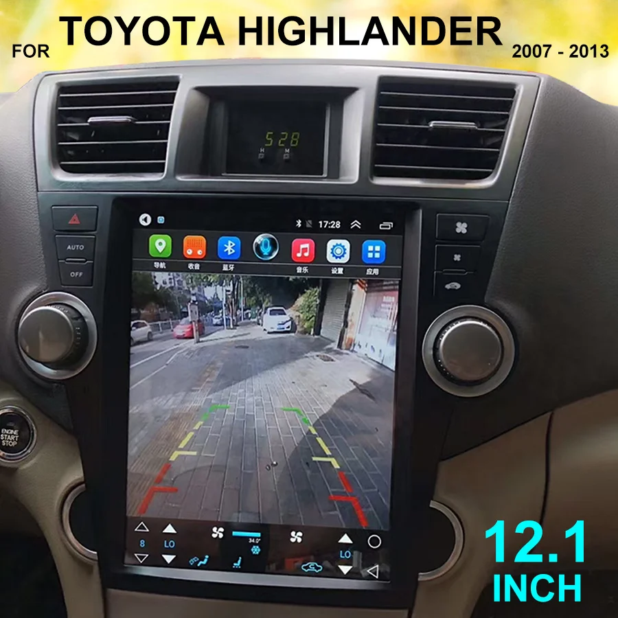 12 дюймовый магнитофон Android для Toyota Highlander 2008 2010 2013 большой экран GPS Мультимедиа Carplay