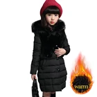 Длинное пальто-парка для девочек меховые толстовки пальто для девочек плотная теплая верхняя одежда для детей, зимняя детская одежда 6, 8, 10, 12, 14