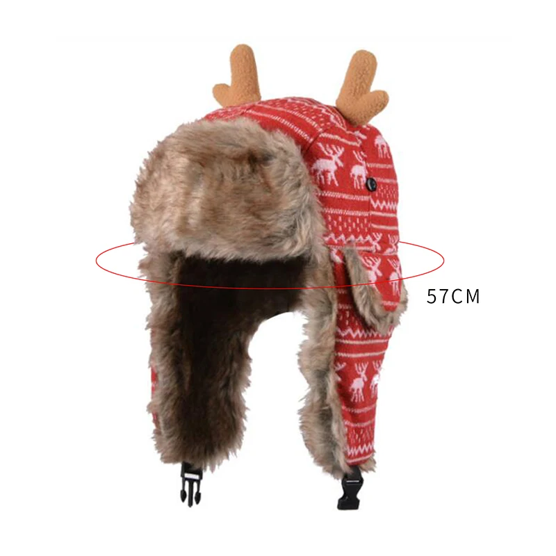 

Cute Deer Elk Antlers Women's Hat Winter Warm Plush Knitted Ear Warmer Fashion Hats Bonnet Women Caps Lei Feng Christmas Hats