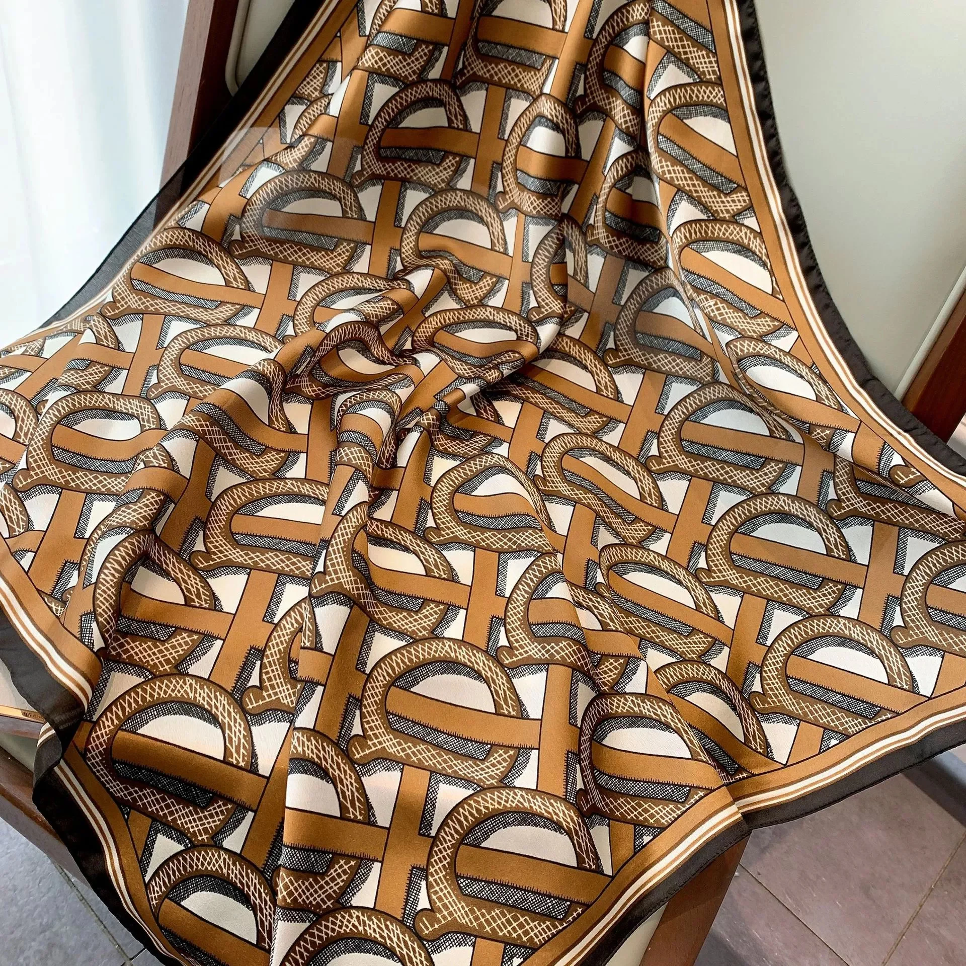 Платок женский атласный с принтом Модный Шелковый шейный платок Маленькая шаль