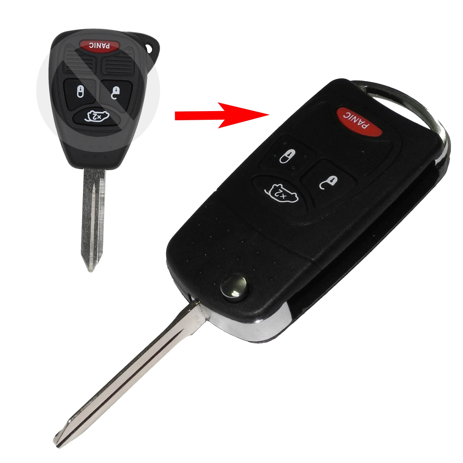 key shell Jingyuqin emote 4 кнопки Складной флип Автомобильный ключ оболочка Крышка Stying для Chrysler Sebring Для Dodge Avenger Nitro для Jeep Fob - Количество кнопок: key shell