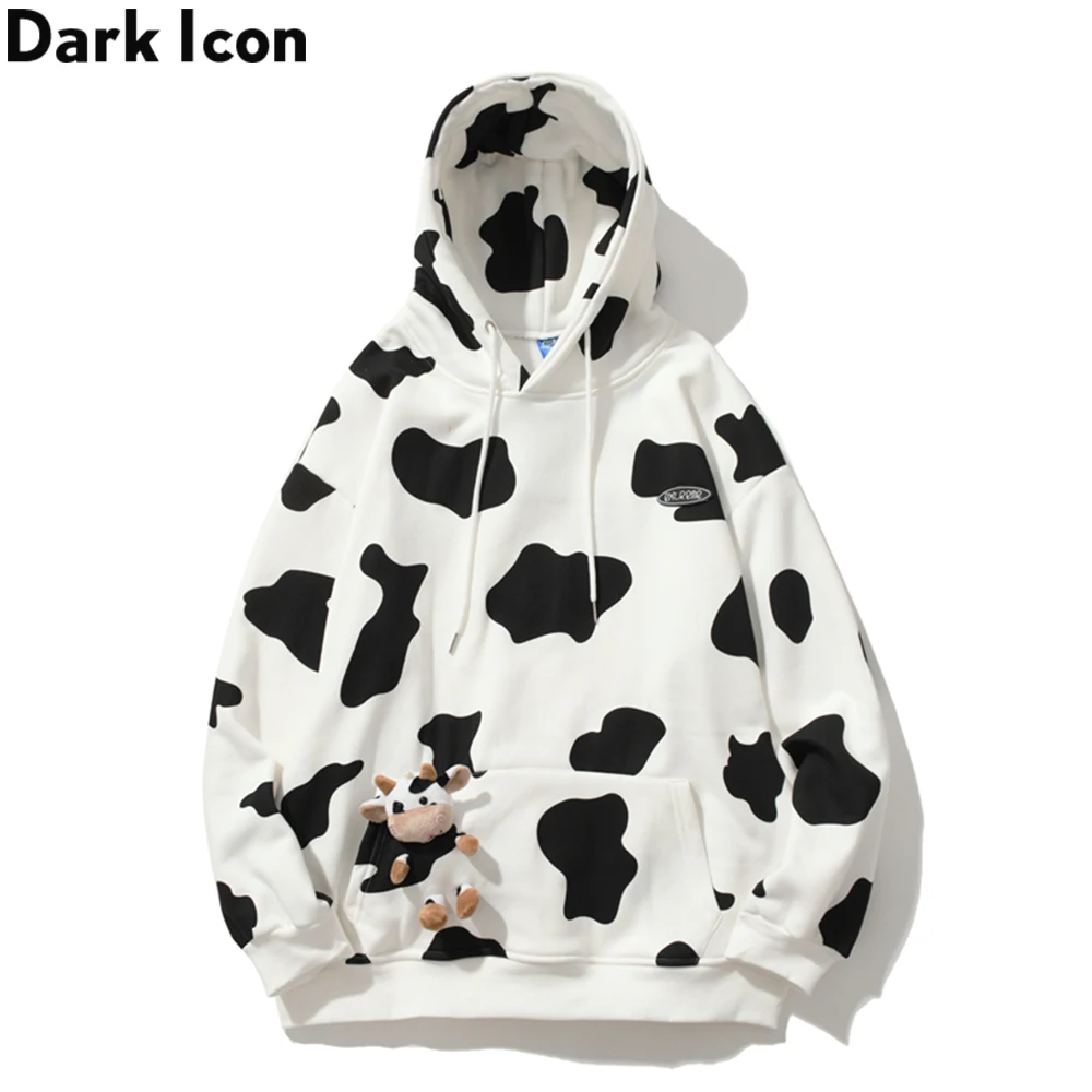 Темно-икона костюм коровы с капюшоном для мужчин передний карман консервативный
