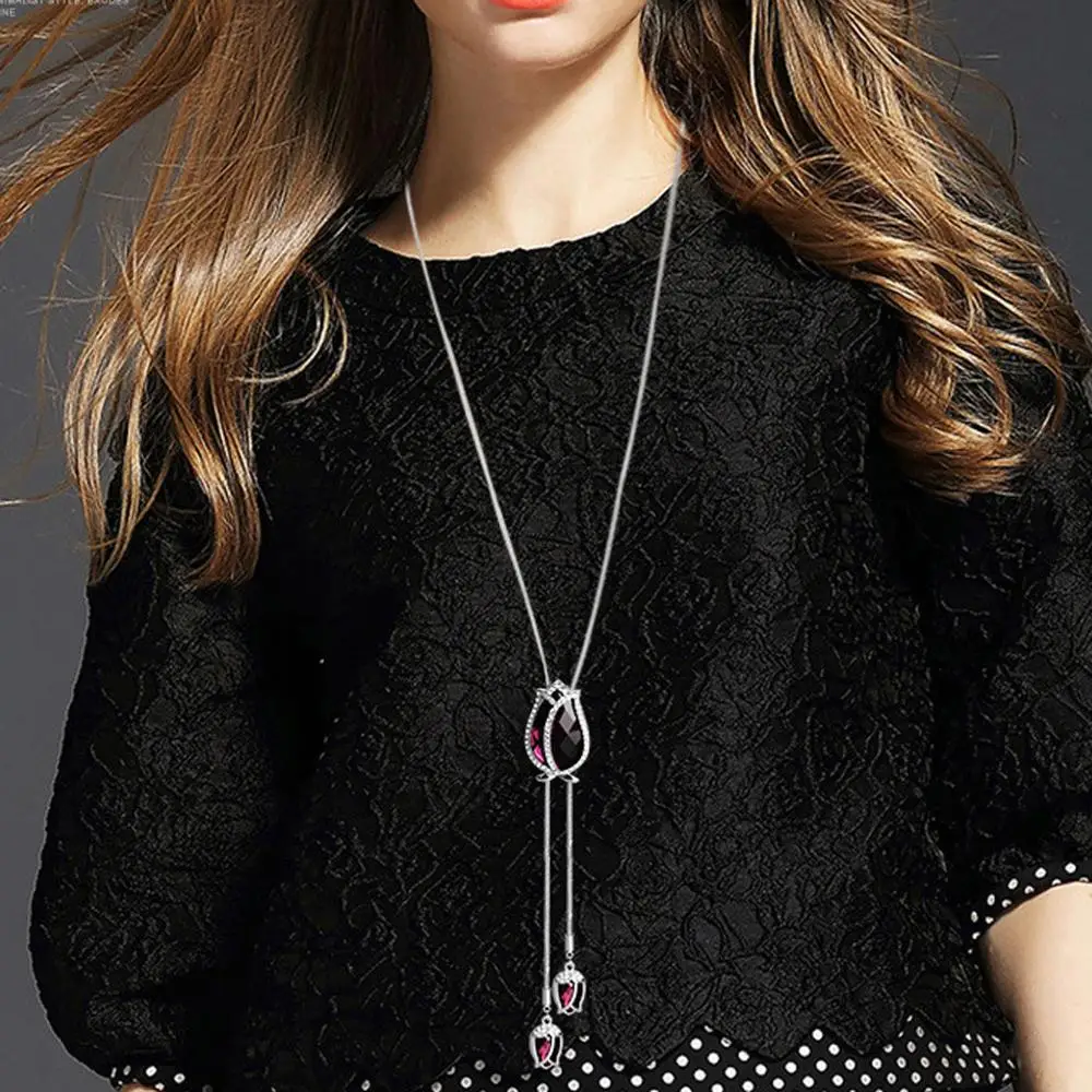 2019 модное удлиненное колье для свитера Фиолетовый ожерелье с изображением