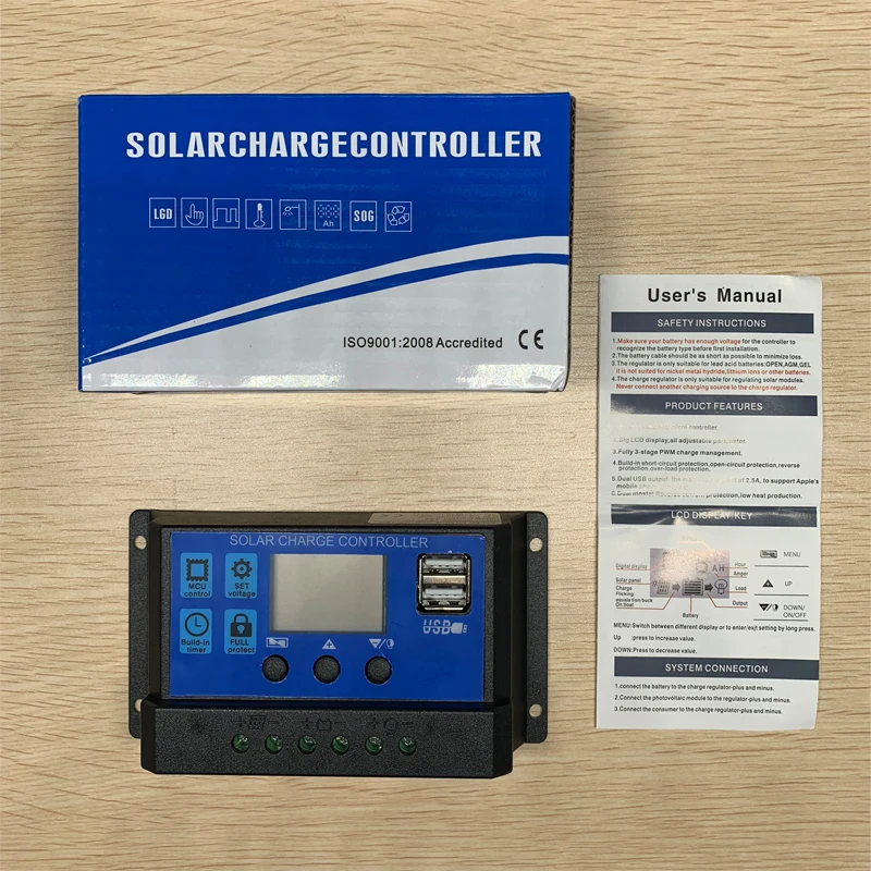 Контроллер заряда PWM блок управления установкой на солнечной батарее Панель PV