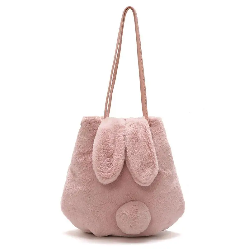 

Cute Plush Bag Female 2020 Autumn New Crossbody Bag For Women Shoulder Messenger Plush Bag Portable Bucket Solid Color Casual