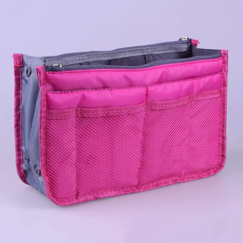 Rose Red Утолщаются большой Ёмкость нейлоновая сумка для косметики путешествия вставка органайзер для шкафа, гардероба Сумки из натуральной кожи кошелек сумка для макияжа для Для женщин сумка для хранения - Цвет: Rose Red
