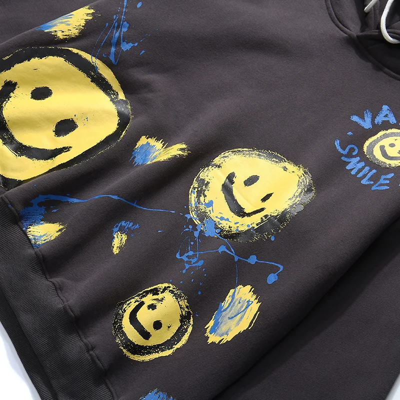 Мужская винтажная Толстовка в стиле хип-хоп с принтом смайлика толстовка