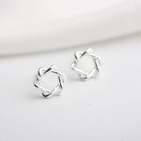 six pointed star shape s925 sterling silver stud earrings simple style personality fashion silver new style