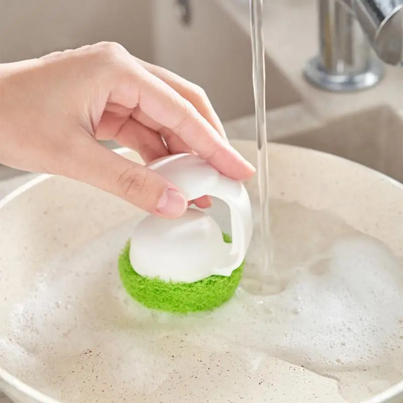 1/3/5 Pcs Cleaning Brush Scouring Pad Pot And Dish Brush Short Handle Strong Cleaning Power Hangable And Easy To Drain Tool