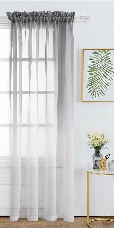 Grey Tulle 1 шт. шток карман прозрачный тюль ткань шторы с переходным рисунком для гостиной спальни синий серый розовый и белый занавес свадебный Декор D3 - Цвет: Grey Tulle