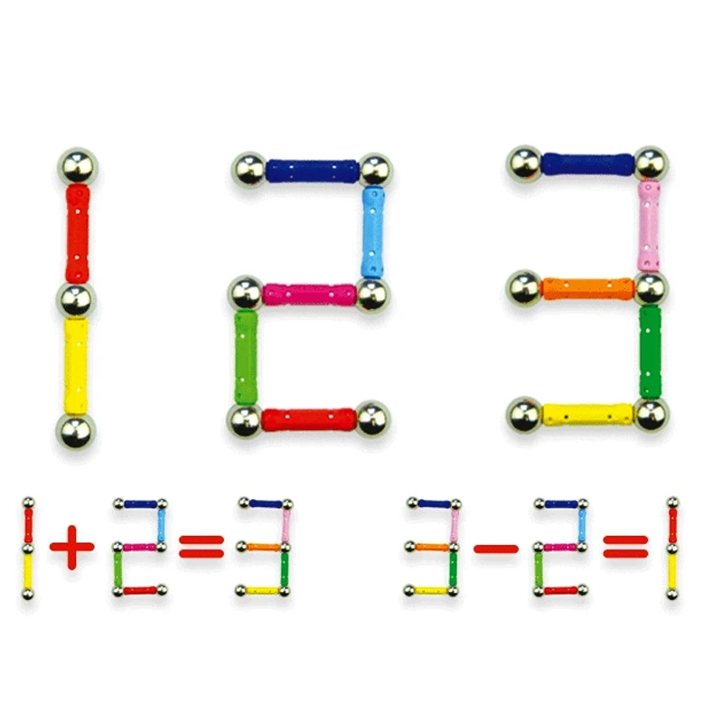 

60PCS/Set Magnet Sticks Toy Metal Balls Magnetic Building Blocks Construction DIY Stick magnetic Educational Toys Kids Gifts