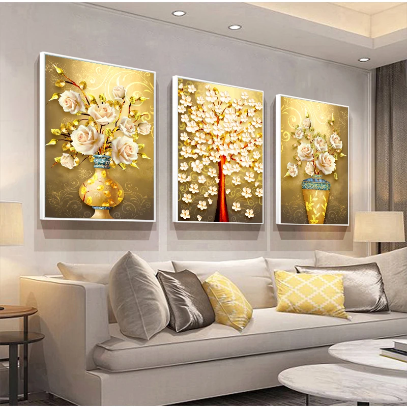 Современные постеры с изображением оленя и золотых роз деревьев абстрактные