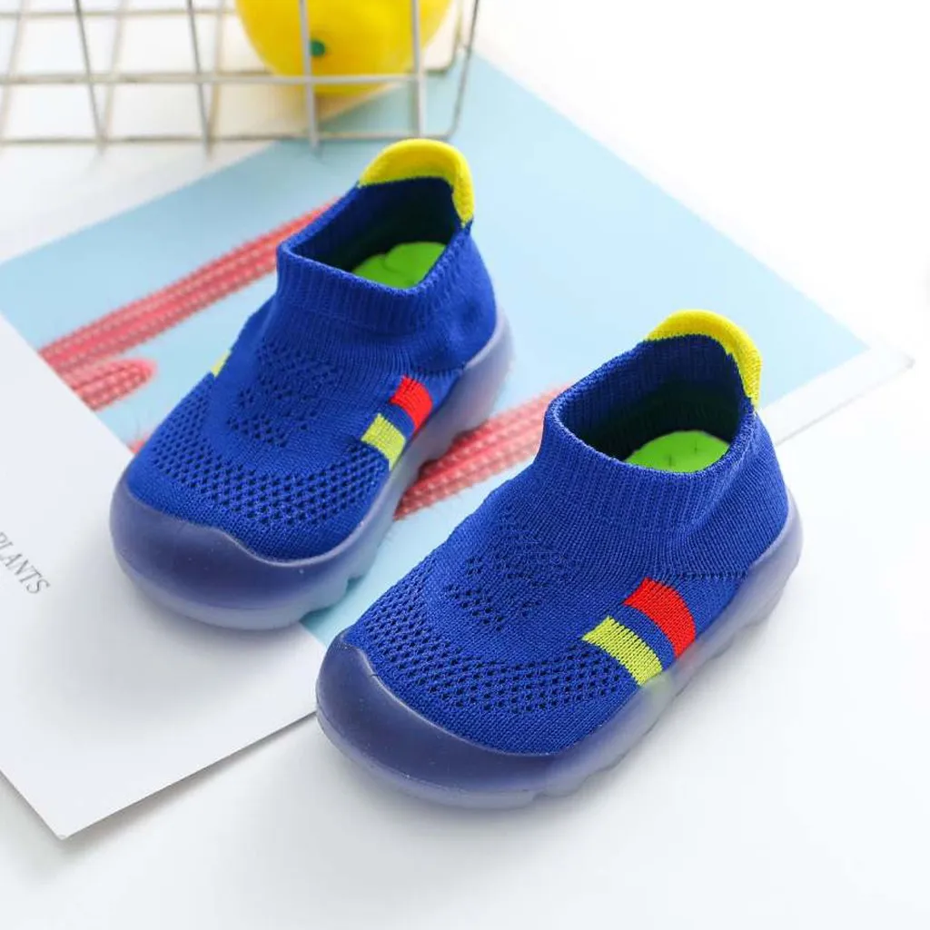 

TELOTUNY shoes for baby bon New Girls Boys Stripe Cute Toddler Infant Little Kids Knitted Mesh Breathable Casual Sport Shoes Jul