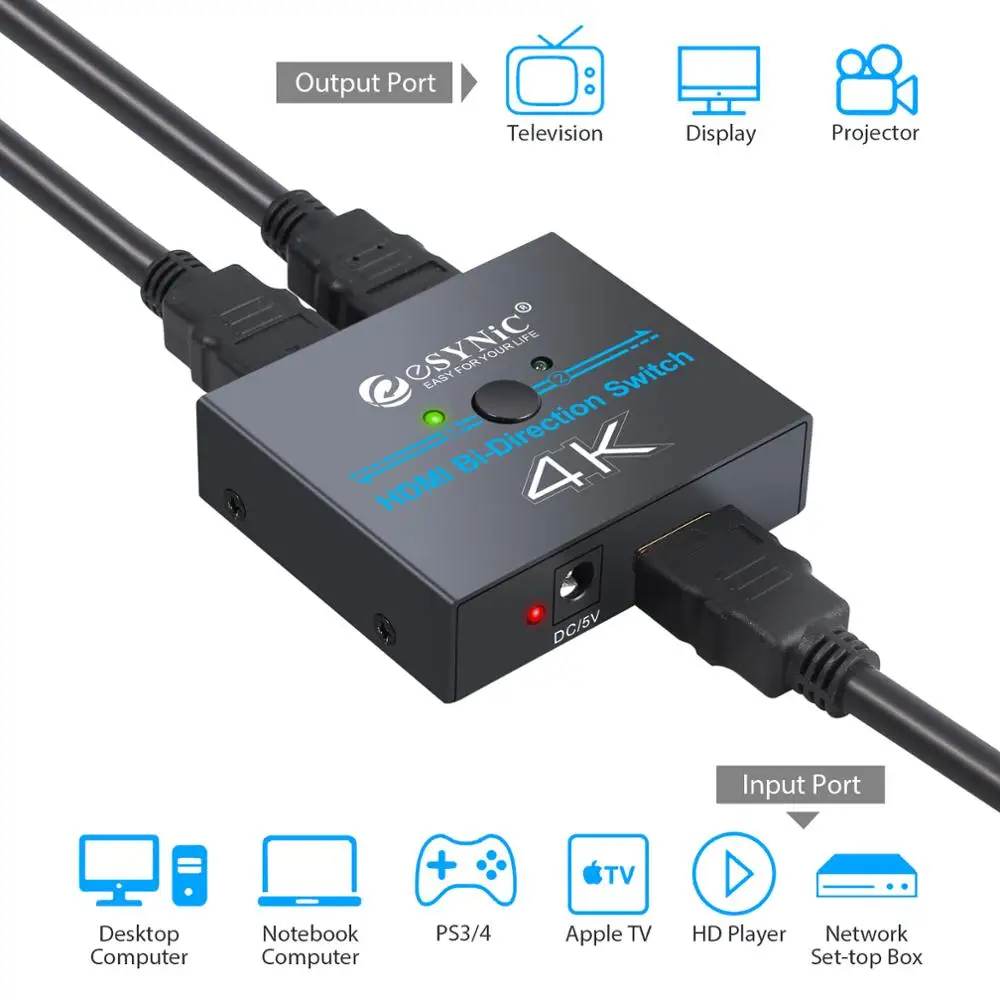Proster 3D HDMI совместимый сплиттер двунаправленный переключатель поддерживает 4K Ultra