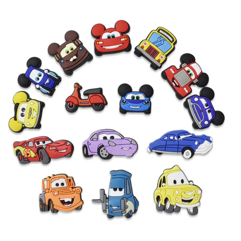 

100 шт./лот игрушечные автомобили велосипед автобус подвески из ПВХ с высокой имитацией обуви Симпатичные Мультяшные украшения пряжки аксес...