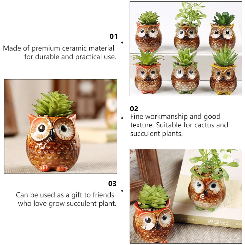 

6 Pcs Ceramic Flowerpots Planters Succulent Plant Containers (Random Style)