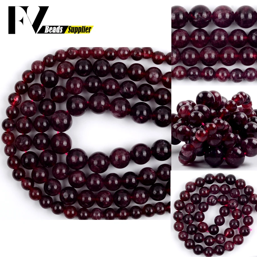 

6/8/10mm Natural Crimson Garnet Beads For Jewelry Making Needlework Diy Round loose Spacer Stone Beads Bracelet Necklace 15”