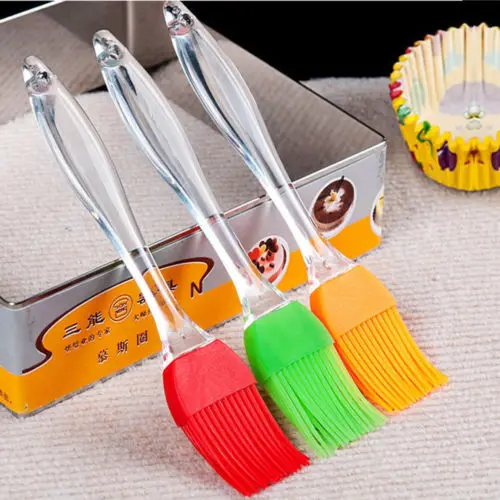 

High Quality Food Grade Silicone Basting Brush Baking BBQ Pastry Food Oil Brush Clear Handle Easily Sweep Tool