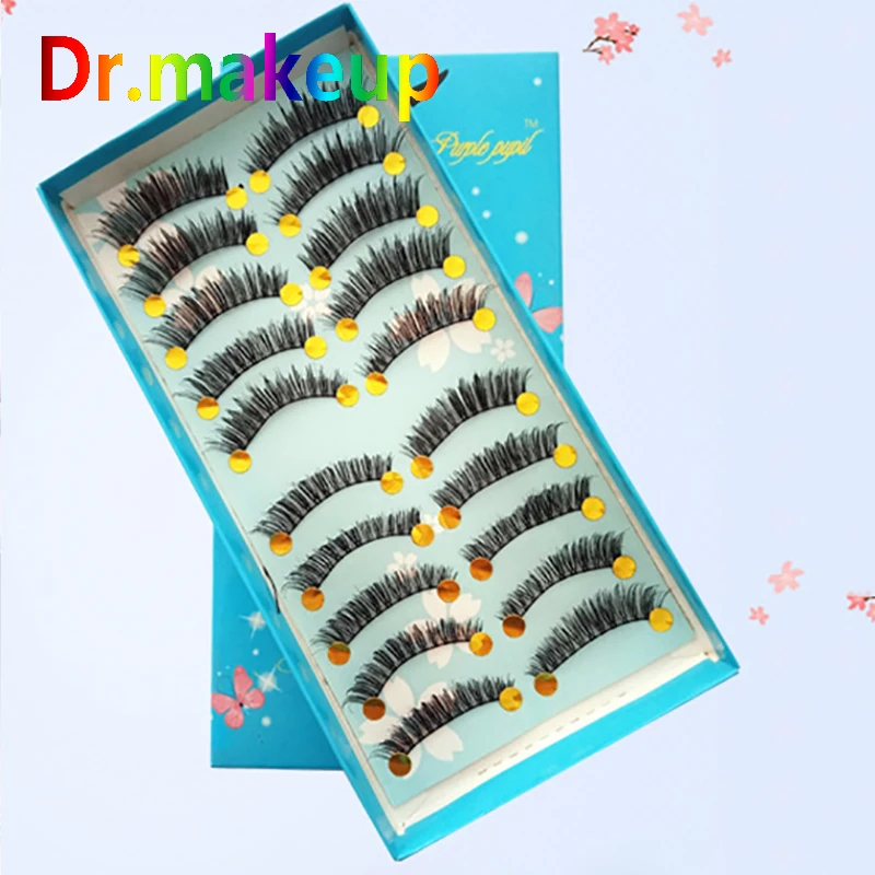 Dr.makeup Dark Brown Lashes 10 Pcs Individual False Eyelashes Extension Imported Fiber Lash Colored Fake Natural Eyelash Extensi