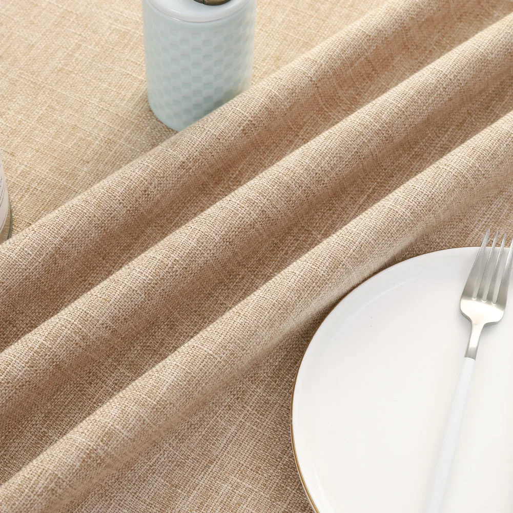 

SPRICA Brown Round Tablecloth, Cotton Linen Texture Tassel Decorative Solid Color Table Cover, with Tassel Diameter 60" ,