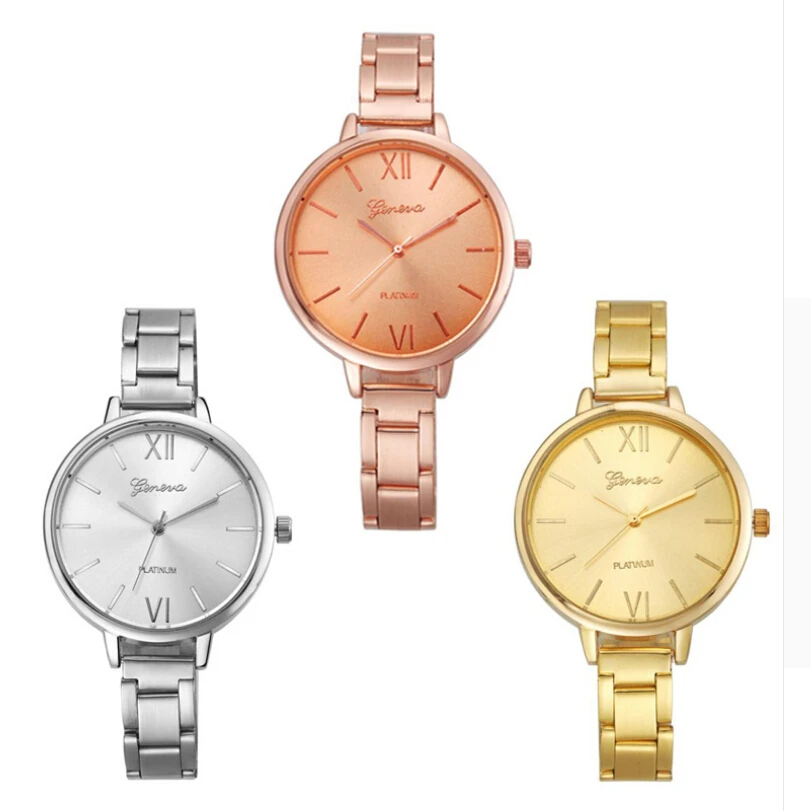 NO.2Geneva женские часы лучший бренд класса люкс наручные из нержавеющей стали Relogio