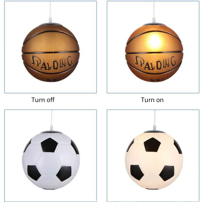 Basketball Football Glass Pendant Lights Modern Led Sport Hanging Lamp for Children's Room Kids Bedroom Home Loft Decor Luminaie |