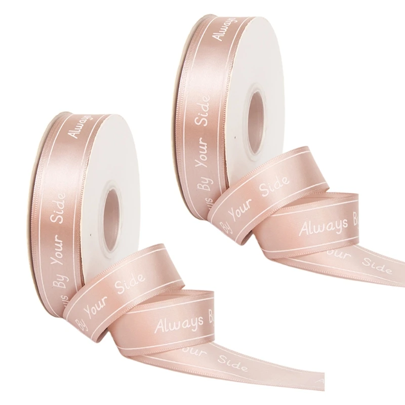 

2 Rolls Satin Ribbon Wrapping Ribbon,Always By Your Side,for Wedding Favor Craft Gift Wrap Valentine's Day Mother's Day 50 LXAE