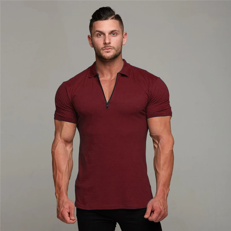 

Men Polo-shirts Fashion Summer Short-sleeve Plain Sports New Business Comfortable Cotton Zipper Slim Fit Poloshirt