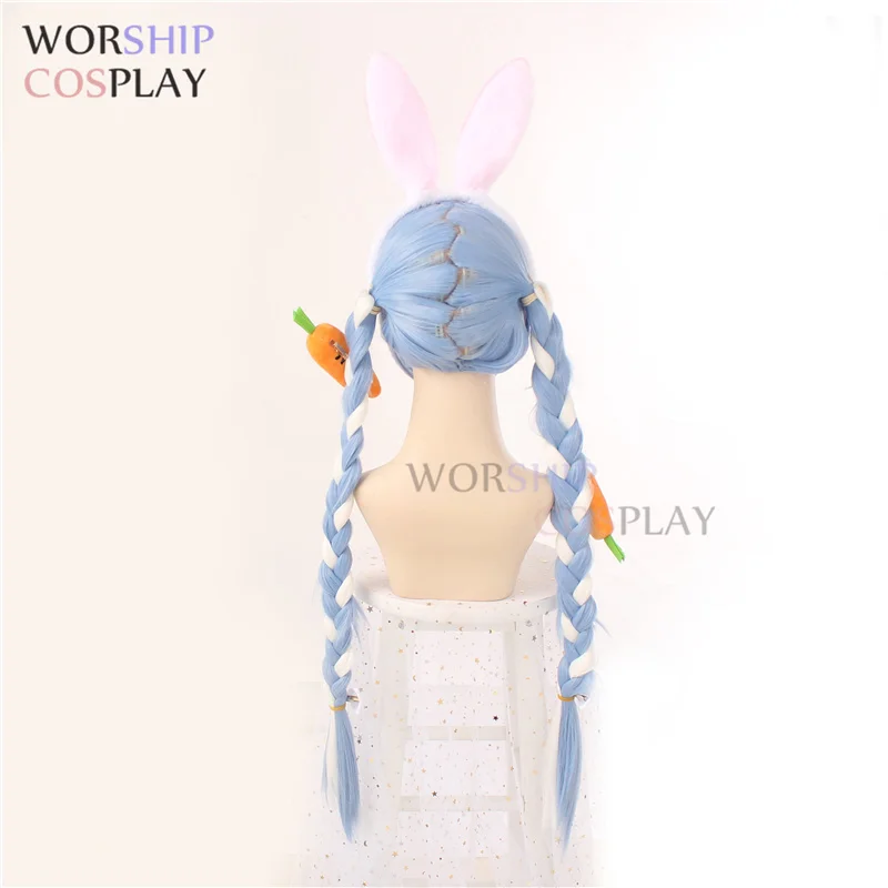 VTuber Bunny Girl Usada Pekora Wigs Braids Hololive Fantasy Cosplay Long Braided Hair Blue White Synthetic Role Play |