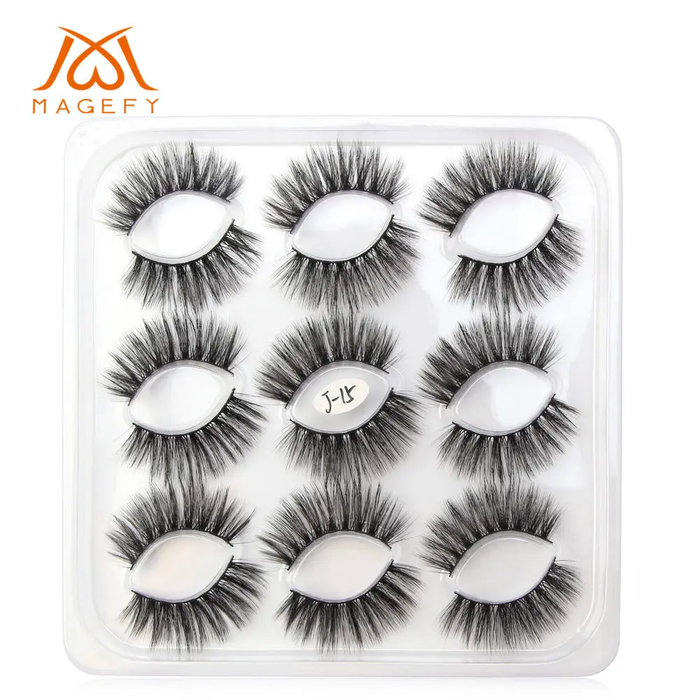 9pairs pack-3DJ15 5/7/9/10 пар в комплекте; 3D норковые ресницы длинные накладные ресницы в виде натуральных пышный объем тонкими поддельные клей для наращивания ресниц Макияж торговля - Цвет: 9pairs pack-3DJ15
