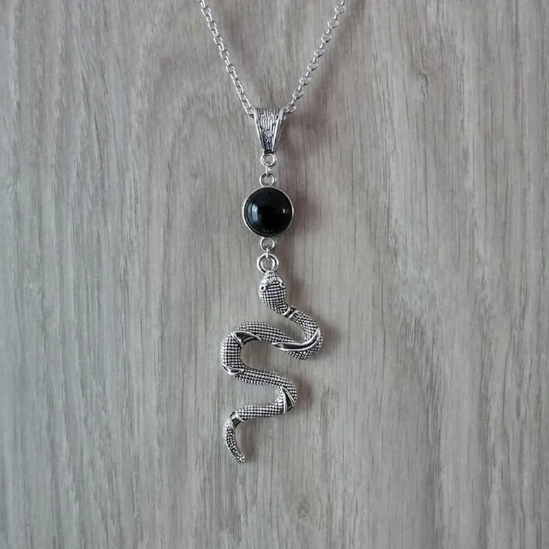 Очаровательная подвеска Snake &amp ожерелье с пауком черный ониксовый камень ведьма