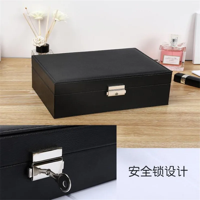 

High Quality Leather Storage Box New Ring Earrings Organizer Ear Studs Jewelry Box Display Stand Holder Rack Showcase Plate