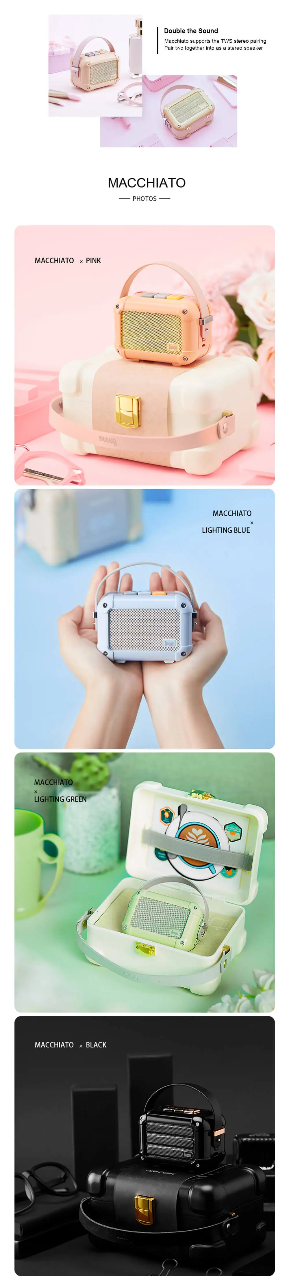 Divoom Macchiato Портативный беспроводной bluetooth динамик с fm-радио функция TWS Подарочная посылка Поддержка IOS и Android системы