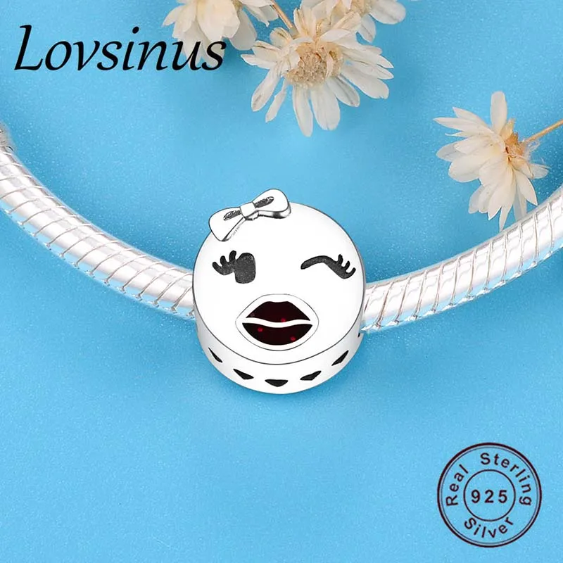 Оптовая продажа новинка Стерлинговое Серебро 925 пробы мода смайлик/красная губа
