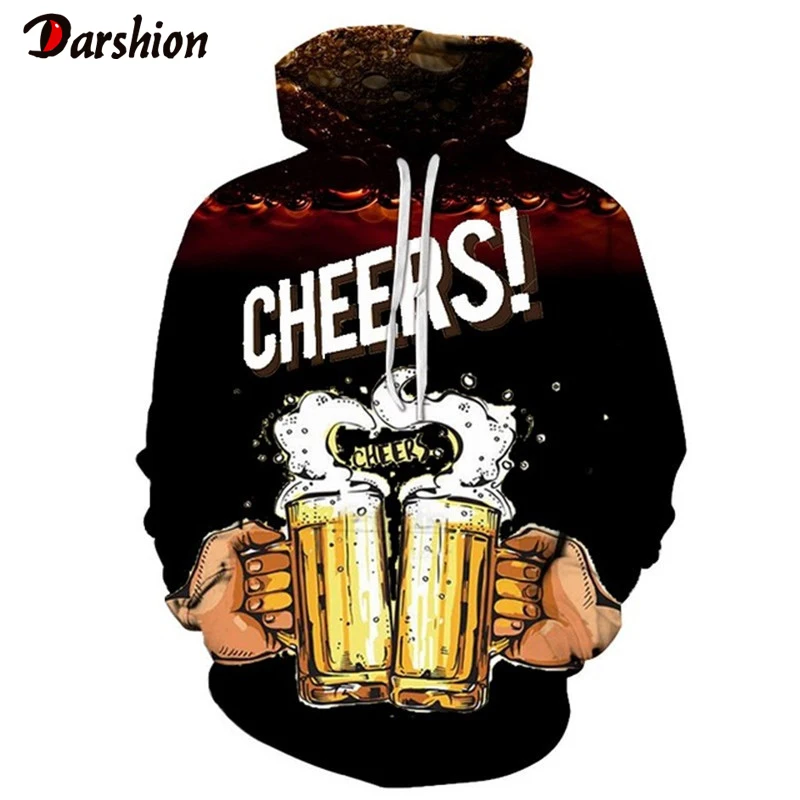 Новинка 2020 мужские толстовки с 3d принтом свежего пива модная спортивная одежда
