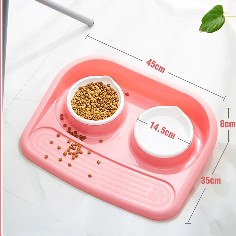 

Double Pet Bowls Puppy Food Bowl Cats Dogs Water Storage Feeder Small Pets Tableware Resin Feeding Dishes Anti Skid Pet Supplies