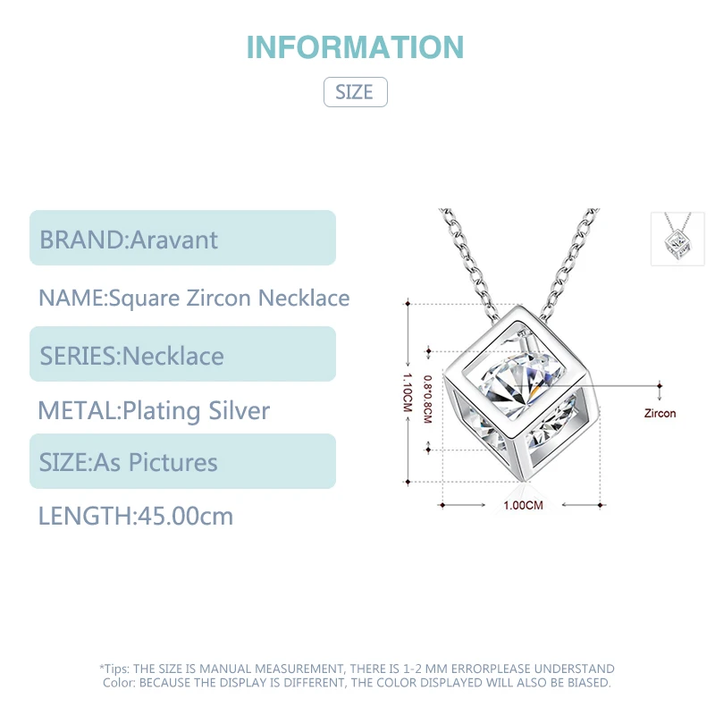 Женская подвеска из стерлингового серебра 925 пробы простая квадратная