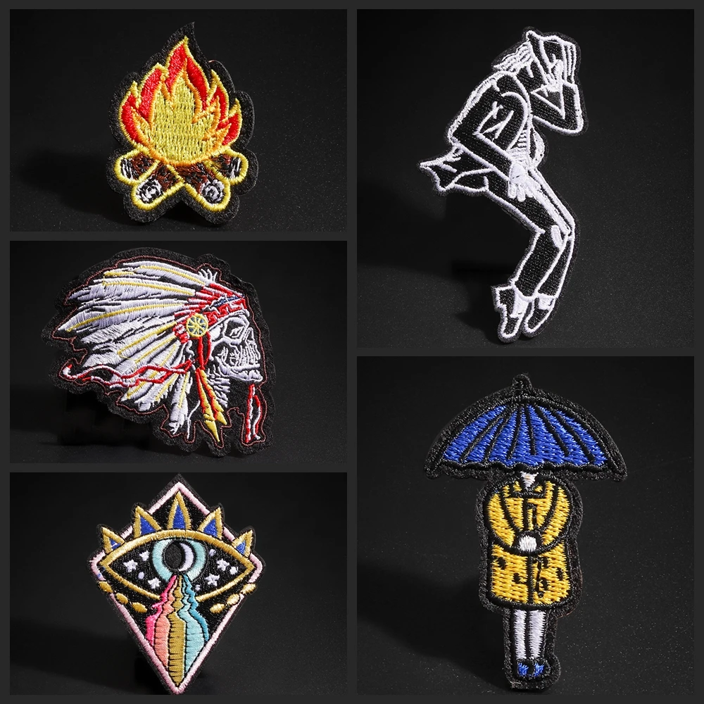 Нашивки в стиле панк с мультипликационным принтом родовые скелеты большими