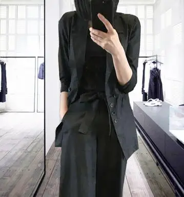 black 2 Женские комплекты, классический отложной воротник, карманы, пуговицы, двубортный, на молнии, для деловой женщины - Цвет: black 2