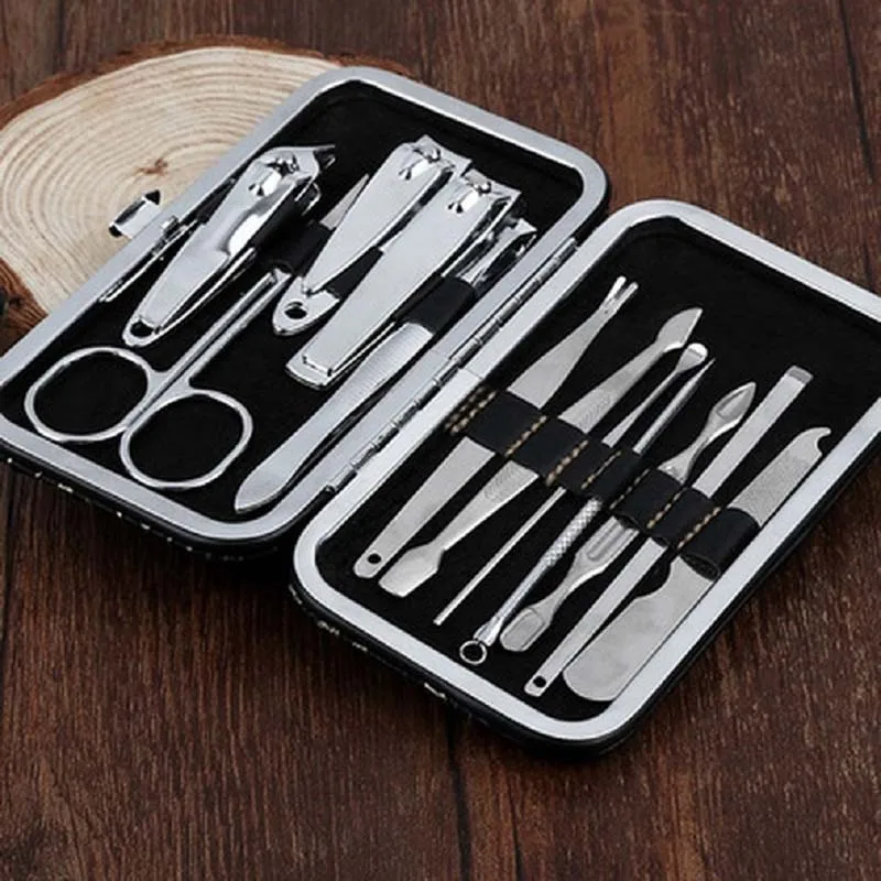 12pcs Stainless Steel Nail Care Tool Sets Manicure Set And Kit Pedicure Scissor Tweezer Knife Ear Pick Utility Clipper | Красота и