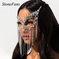 stonefans fashion wedding tassel mask for%c2%a0face women jewellery halloween luxury crystal anonymous mask decoration accessories