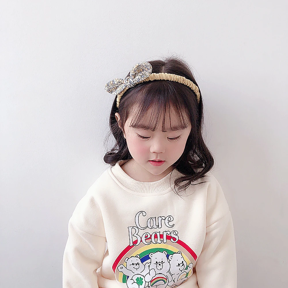 Детская Милая тканевая повязка для волос с цветочным принтом Маленький модный