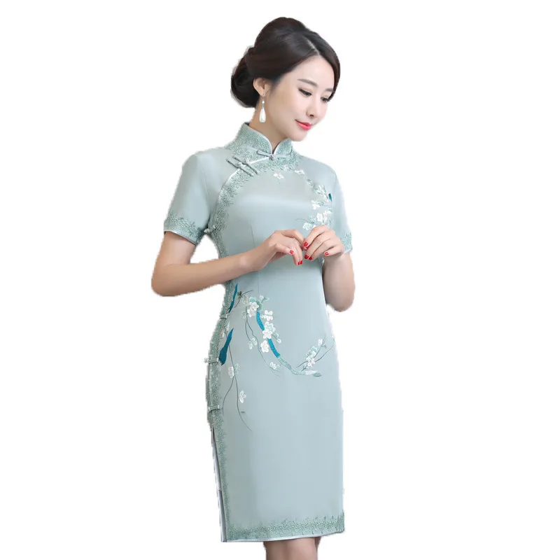 2020 Горячая Распродажа Новый летний длинный шелк в двухслойной Cheongsam каждый день