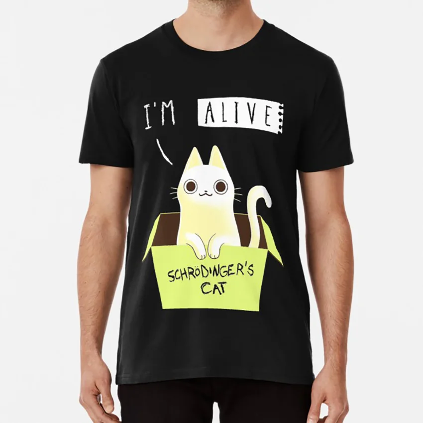 Кот Шредингера: живой! Футболка schrodingers cat schrodinger cute|Мужские футболки| |