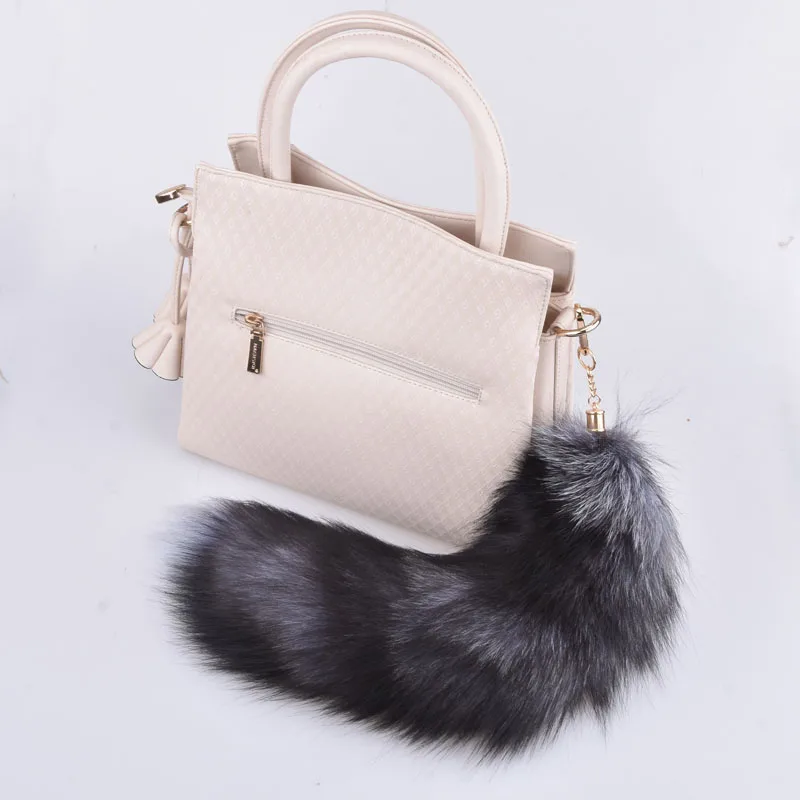 Женская сумка для девочек брелок с длинным лисьим мехом автомобиль подвеска