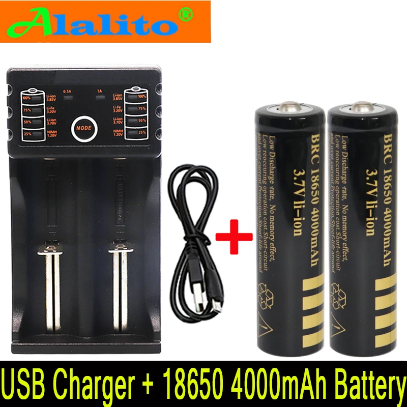 Аккумуляторная литий ионная батарея 4/6 PCS18650 3 7 В 4000 мАч с зарядным устройством для